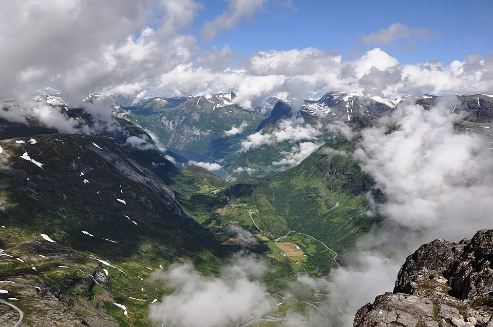 The Geiranger Skywalk viewing platform at Dalsnibba, high above the Geirangerfjord.