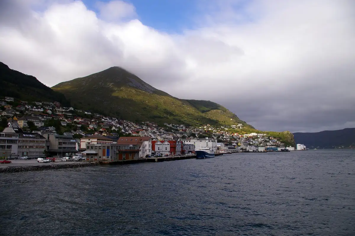 Måløy town and harbour on the island of Vågsøy.