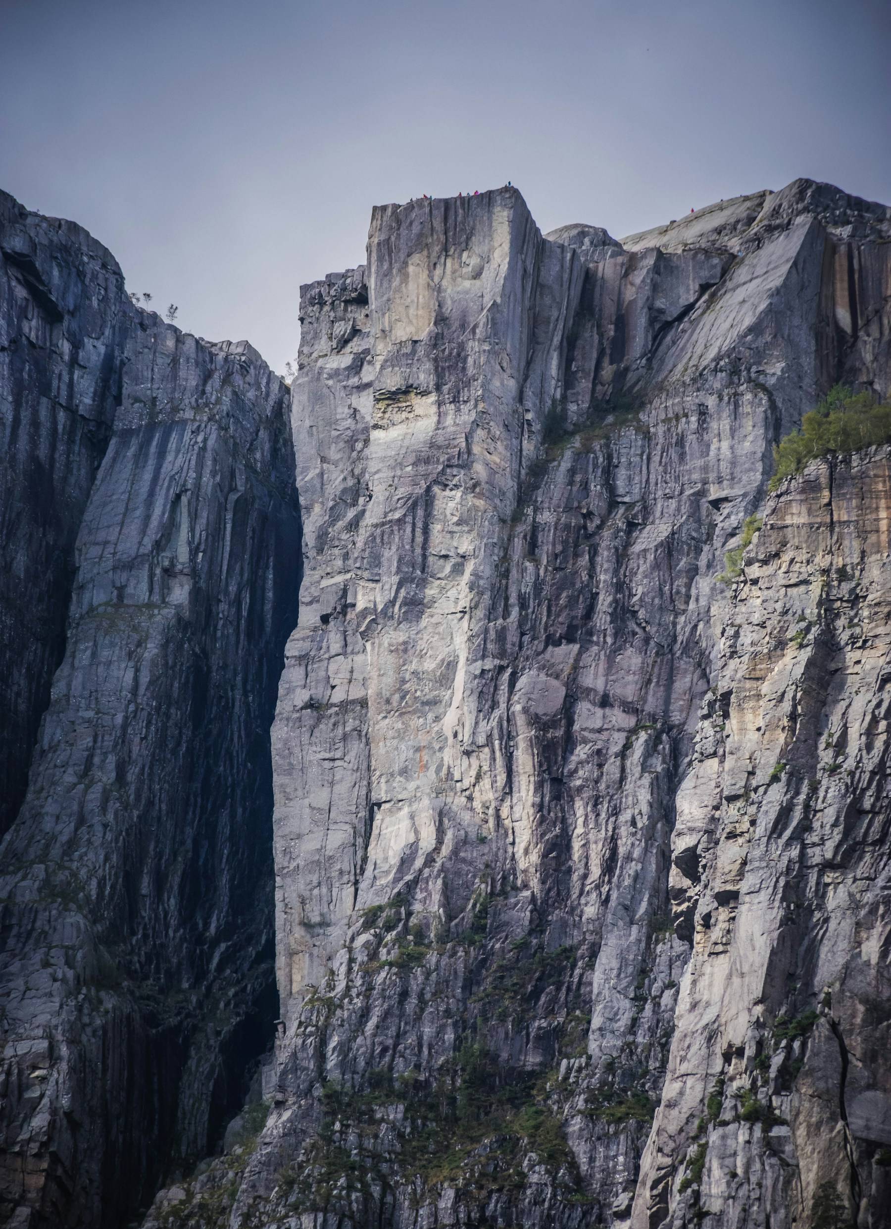 Pulpit Rock seen from a Lysefjord boat below the cliff.
